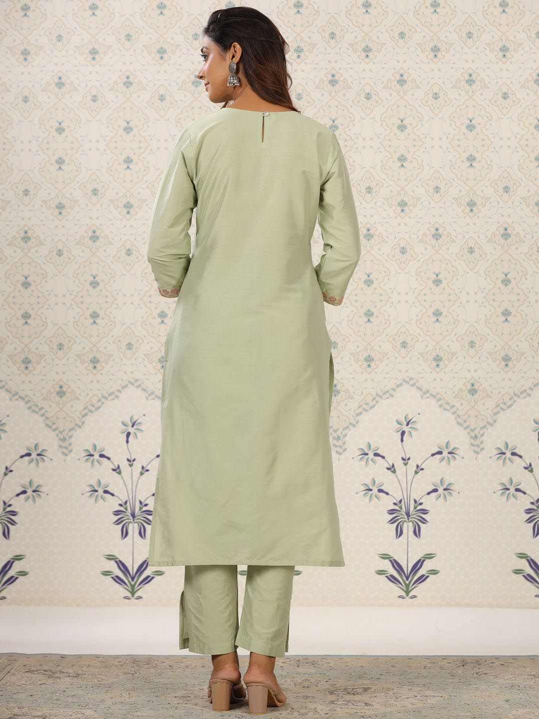 Ode by House of Pataudi Women Floral Embroidered Flared Sleeves Mirror Work Kurta - Distacart