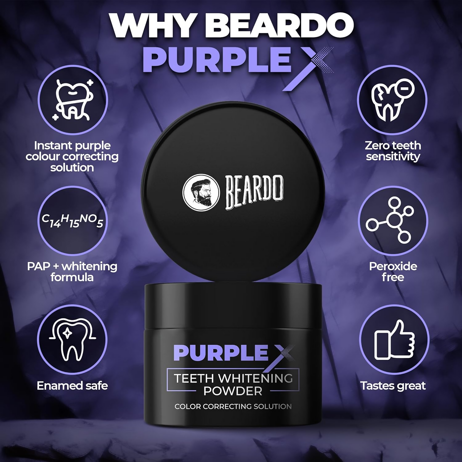 Beardo Purple X Teeth Whitening Powder - Distacart
