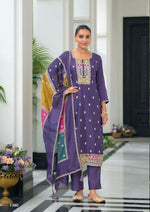 Thumbnail for Teeya Creation Lavender Color Chinon Silk Embroidery Work Wedding Wear Designer Salwar Suit - Distacart