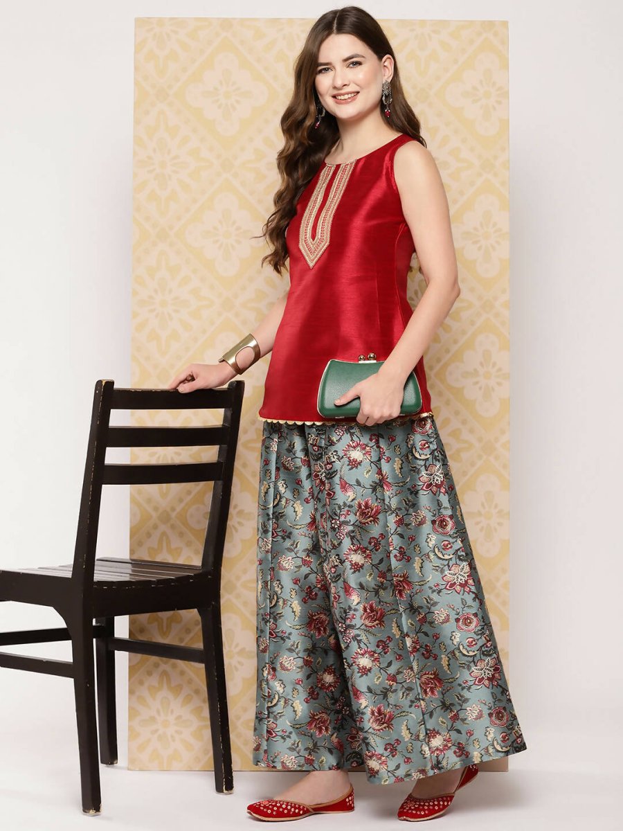 Ahalyaa Women's Traditional Wear Co-ods - Red - Distacart