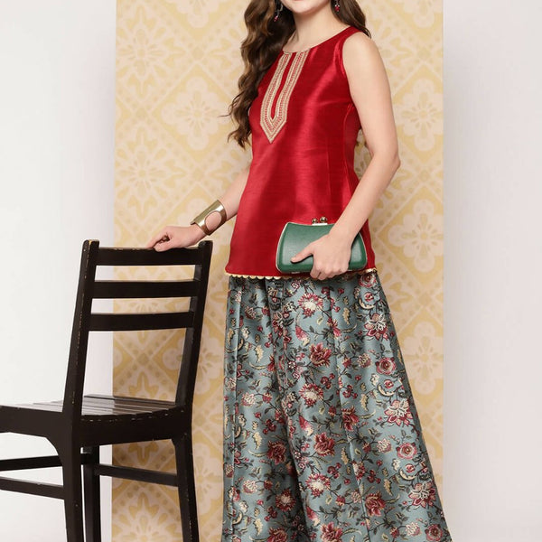 Ahalyaa Women's Traditional Wear Co-ods - Red - Distacart