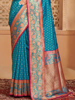 Thumbnail for Astita Silk Blend Blue Saree