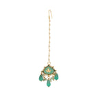 Thumbnail for Nuyug 22K Gold Plated Lush Green Maang Tikka & Earrings Set