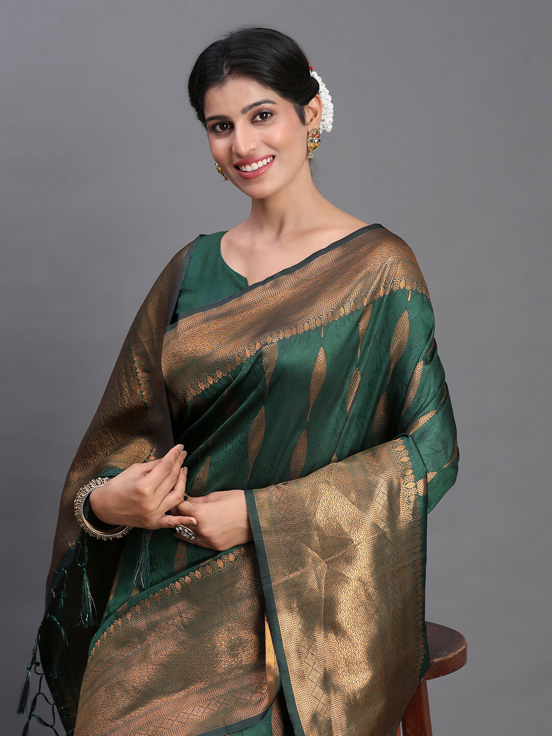 Astita Silk Dark Green Saree
