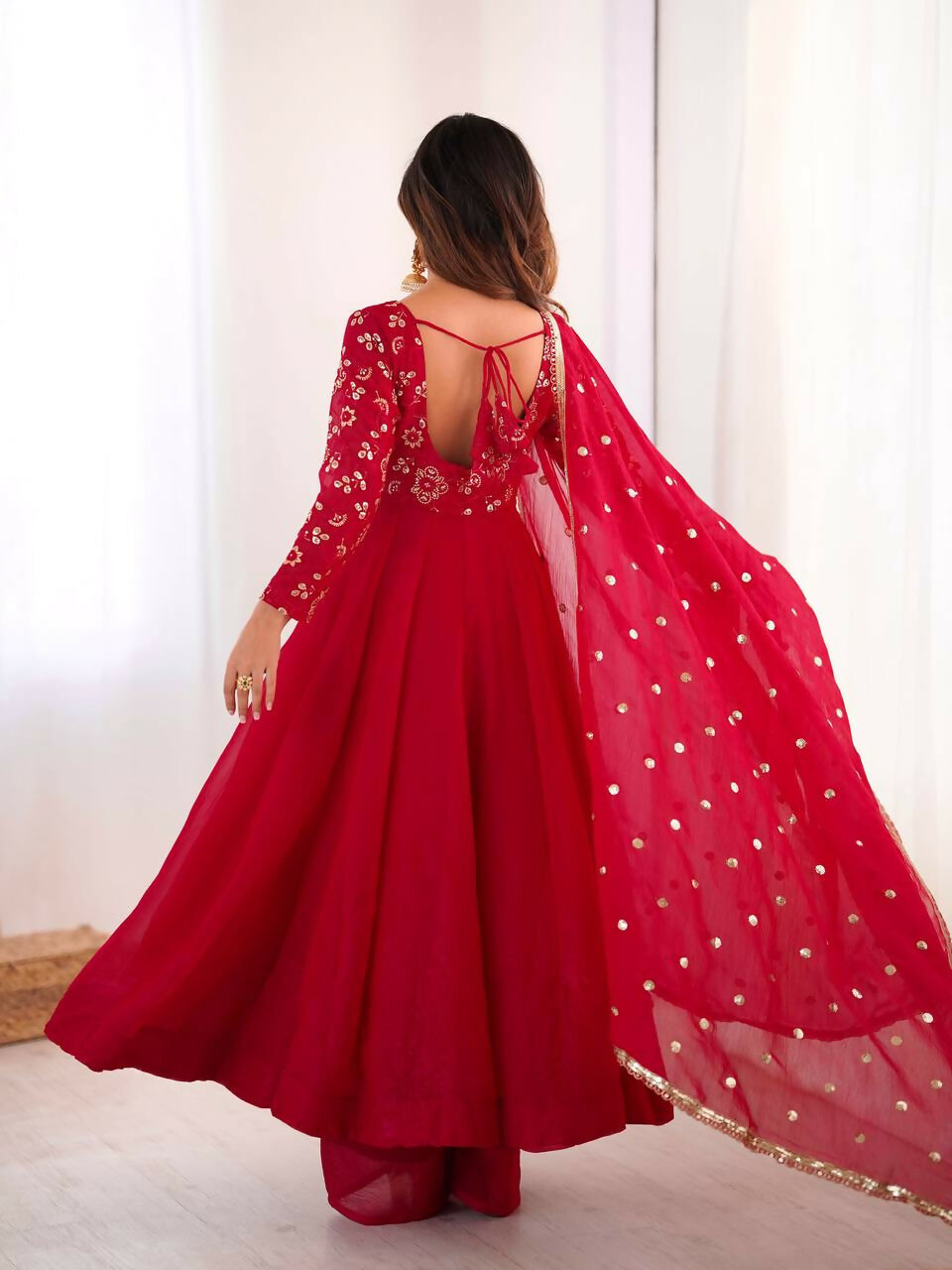 Teeya Creation New Trendy Stylish Elegant Finish With Full Flair Gown Set - Dista