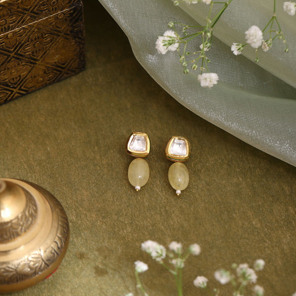Ruby Raang Yellow Kundan Studs