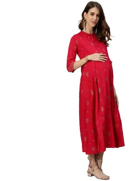 Anubhutee Women's Viscose Rayon A-Line Knee-Length Red Dresses - Distacart