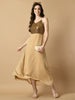 Myshka Women's Beige Solid Georgette Party Dress - Distacart