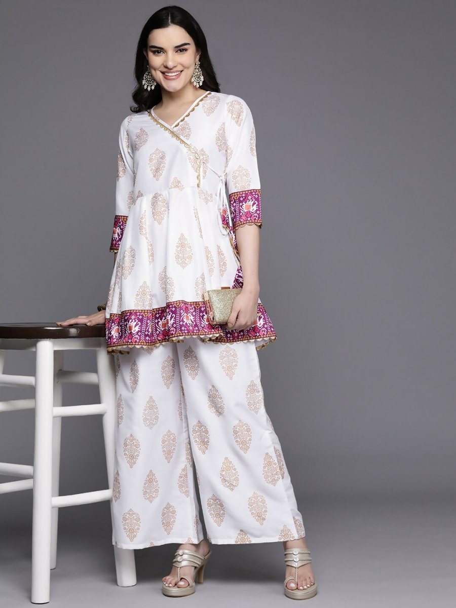Ahalyaa Women's Traditional Wear Co-ods - White - Distacart