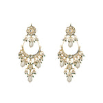 Thumbnail for Nuyug 22K Gold Plated Crescent Kundan Drop Pearl Chandbali Earrings