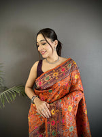 Thumbnail for Joban Fashion Orange Banarasi Soft Silk Woven Saree