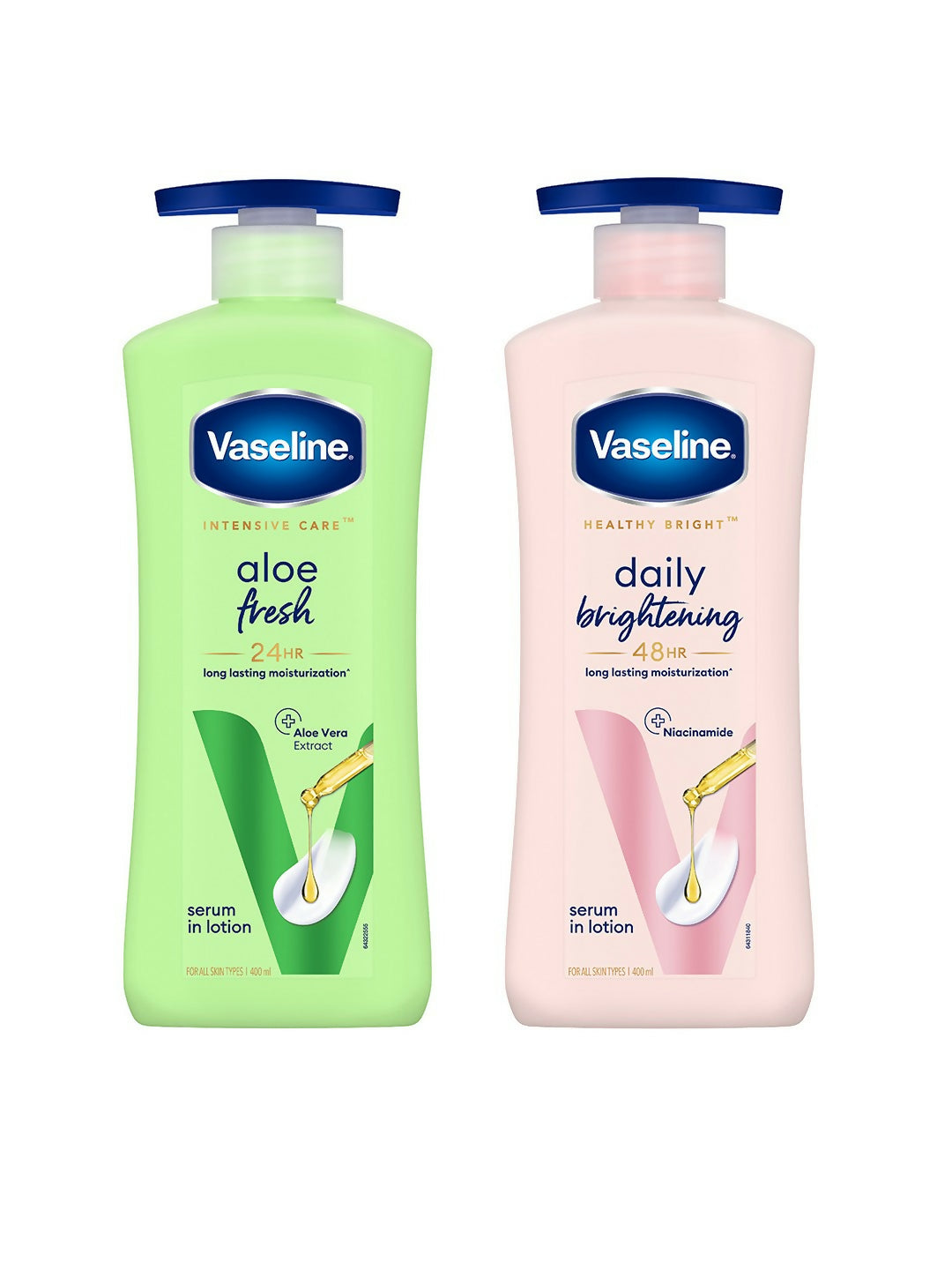 Vaseline Aloe Fresh & Daily Brightening Body Lotions Combo - Distacart