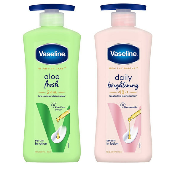 Vaseline Aloe Fresh & Daily Brightening Body Lotions Combo - Distacart