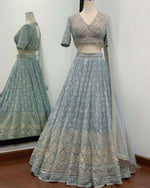Thumbnail for Jyoti Fashion Mesmerizing Grey Faux Georgette 3MM Sequins with Thread & Jari Embroidery Lehenga Choli with Dupatta - Distacart