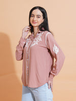 Thumbnail for Pahnaz Modal Chikankari Handwork Shirt-Brown - Dista