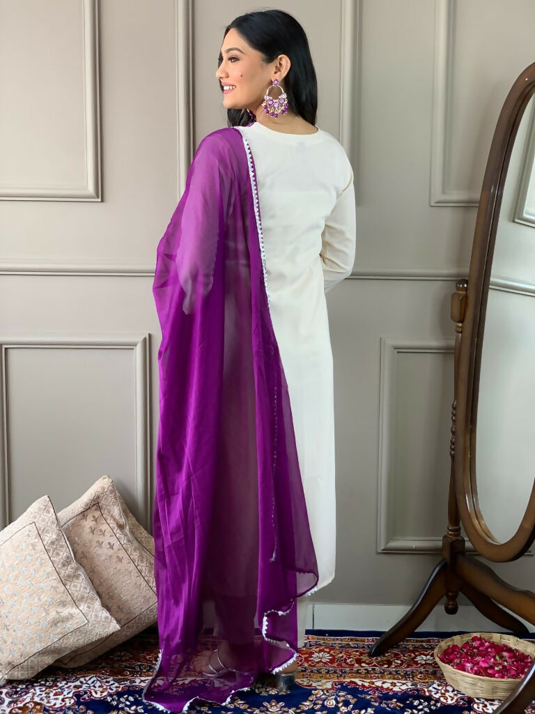 Partywear Designer Ryon Slub Black Stitched Suit With Dupatta - Tanisha - Distacart
