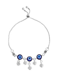 Thumbnail for VOJ Set Of 2 Silver Plated Evil Eye Handcrafted Anklets - Distacart