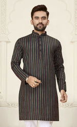 Thumbnail for Anaita Black Jacquard Linen Cotton Straight Kurta - Distacart