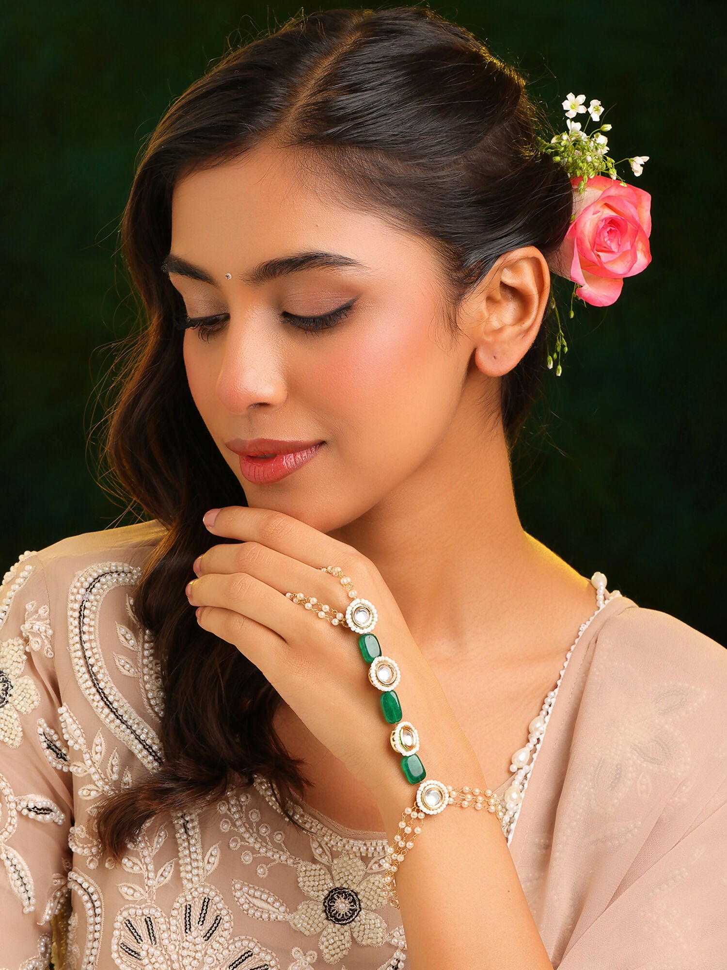 Ruby Raang Emerald Pearl Hand Harness - Distacart