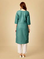 Thumbnail for Jyoti Fashion Women's Teal Cotton Blend Embroidered Kurta Pant Set - Distacart
