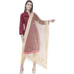 Thumbnail for A R SILK Light golden Color Flower mirror Orgenza cotton Dupattas and Chunnis