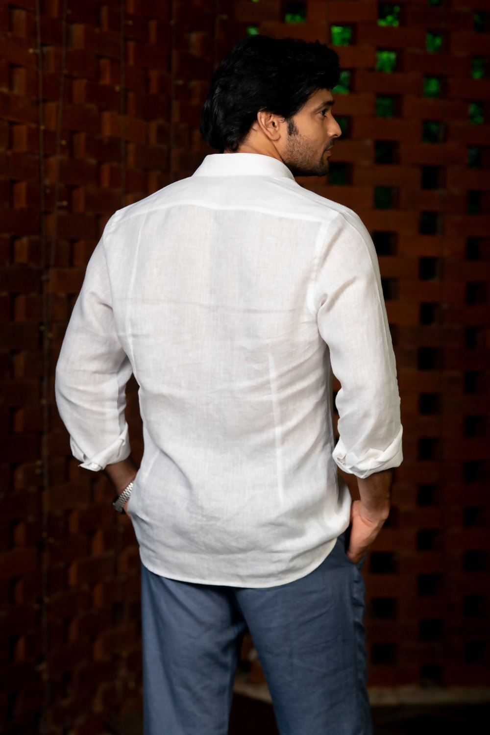 Linen Whith Ivory Aura Shirt By Hilo Design