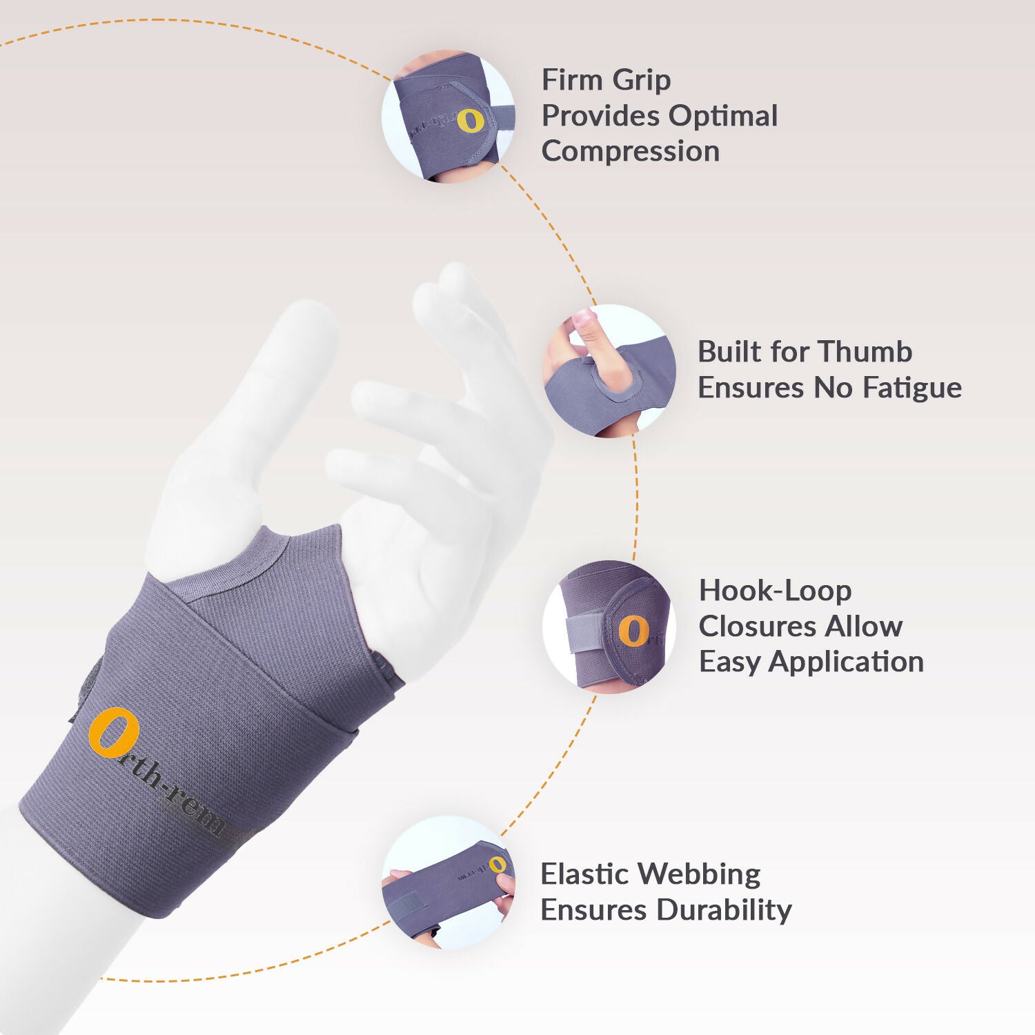 Orth-rem Wrist Support Brace with Thumb Loop Strap