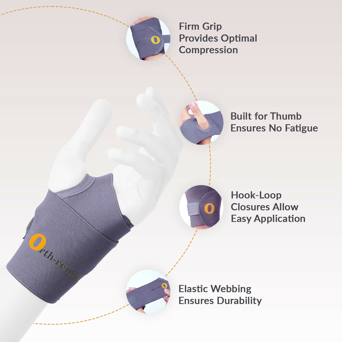 Orth-rem Wrist Support Brace with Thumb Loop Strap - Distacart