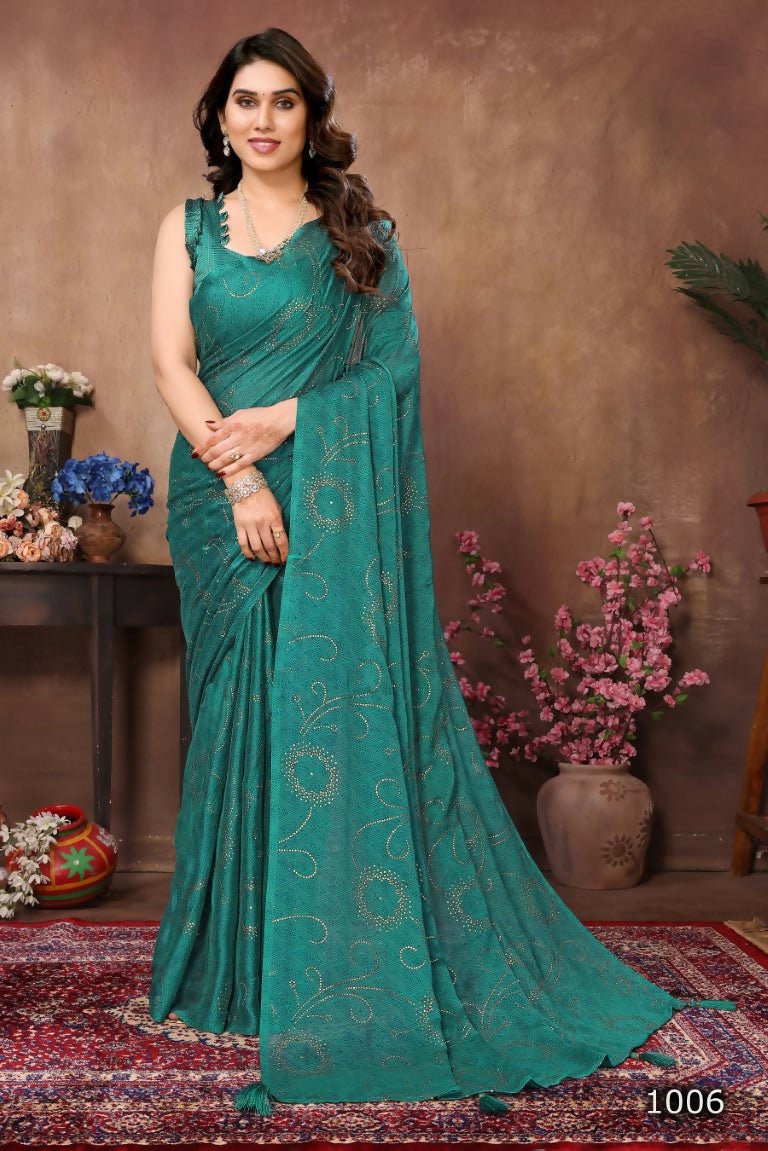 Aafreen Partywear Designer Rama Rangoli Silk Fancy Saree - Distacart