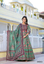 Thumbnail for Partywear Designer parrot Dola Silk Anarkali suit with Dupatta - Suzen - Distacart