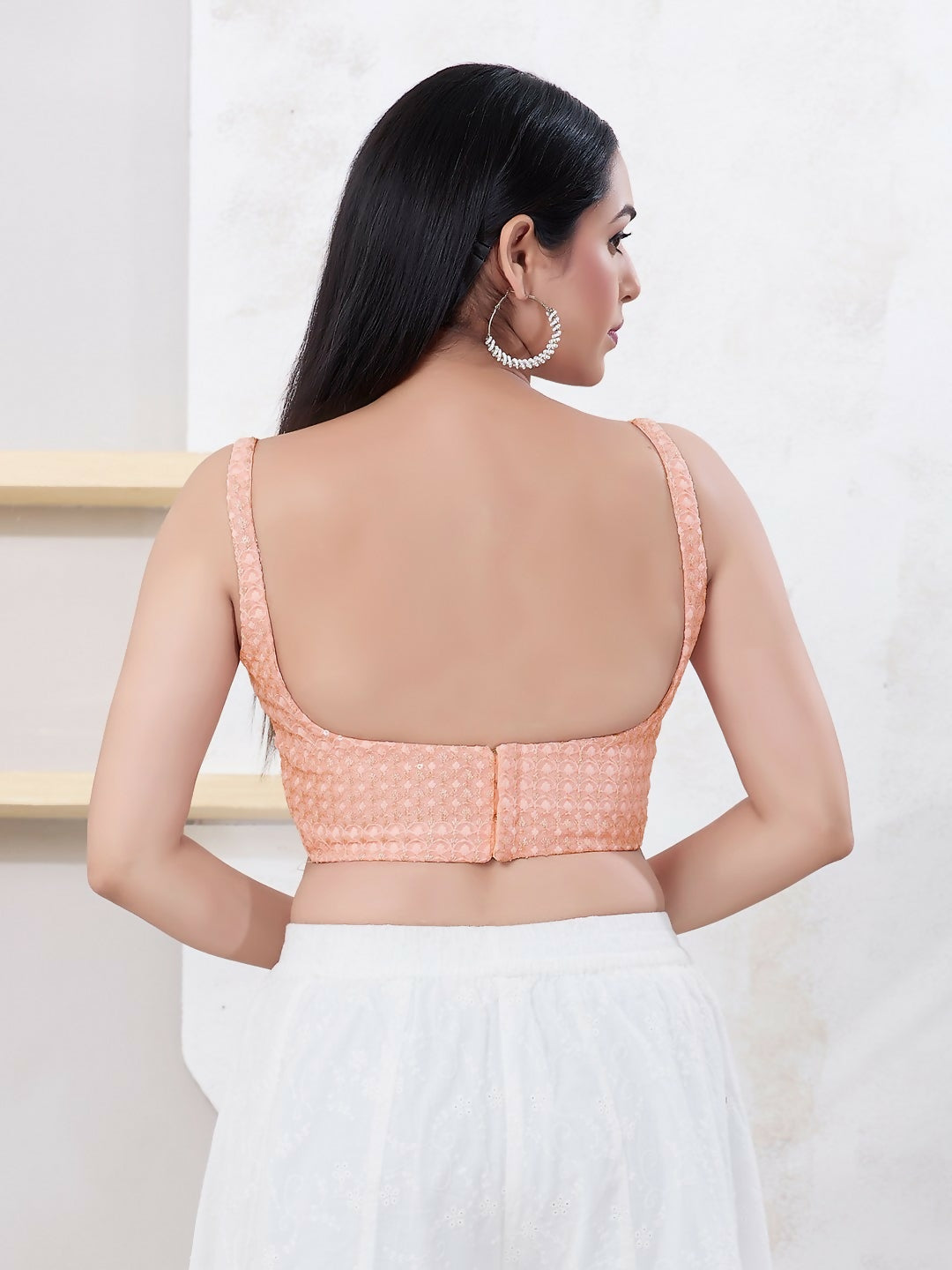 Joban Fashion Baby-Pink Shift Sleeveless Back Open Blouse