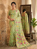 Shree Shyam Fashion Green Linen Cotton Saree - Distacart