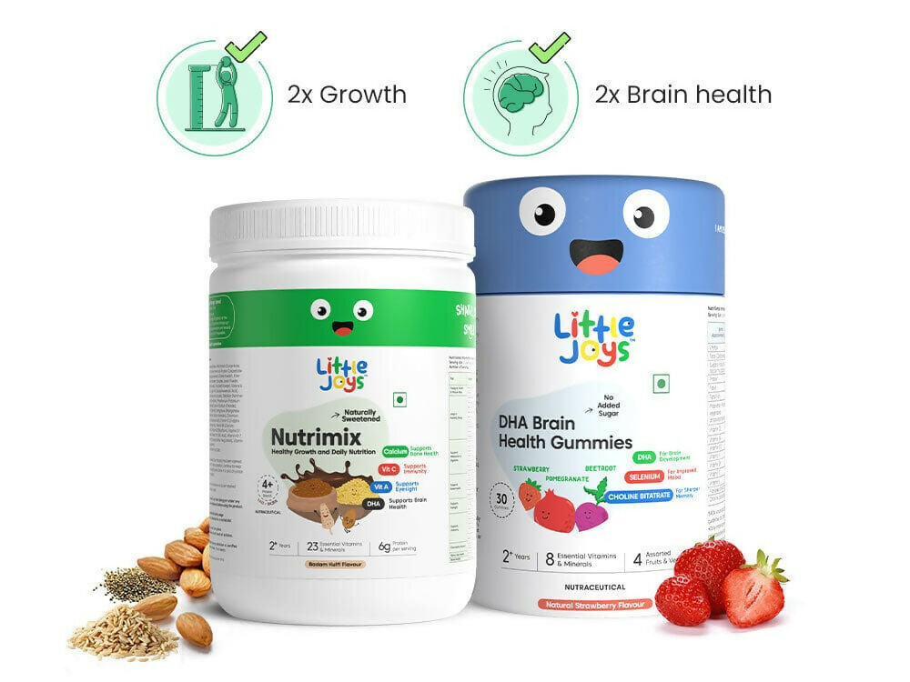 Little Joys Nutrimix Powder Kulfi Almond 2 - 6 Years + Brain Gummies Combo - Distacart