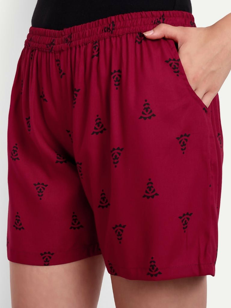 Alvano Printed Blue, Maroon Boxer Shorts, Night Shorts, Regular Shorts, Bermuda Shorts - Distacart
