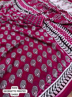 Thumbnail for Rani Poly Georgette Ajrak Saree with Unstitched Blouse - Hiral Fashion - Distacart
