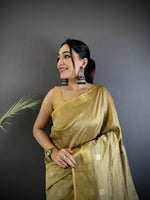 Thumbnail for Joban Fashion Ivory Bhagalpuri Cotton Silk Stripes/Box Saree