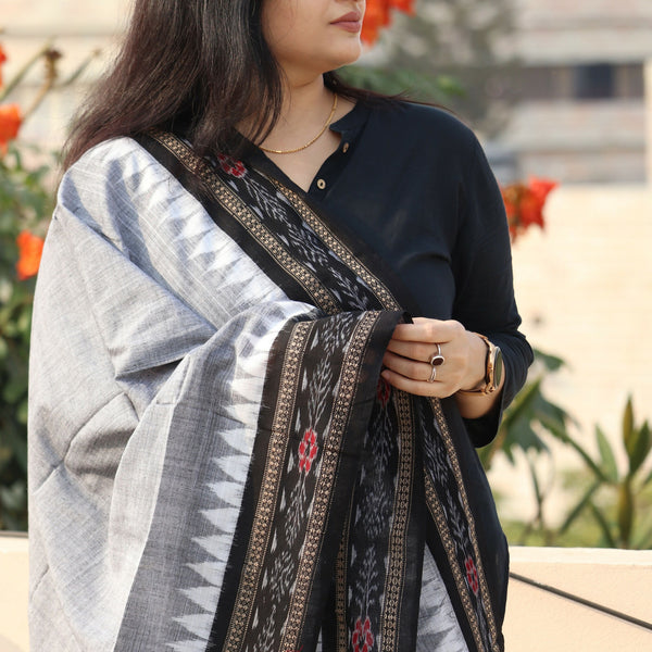 Grey Sambalpuri Dupatta