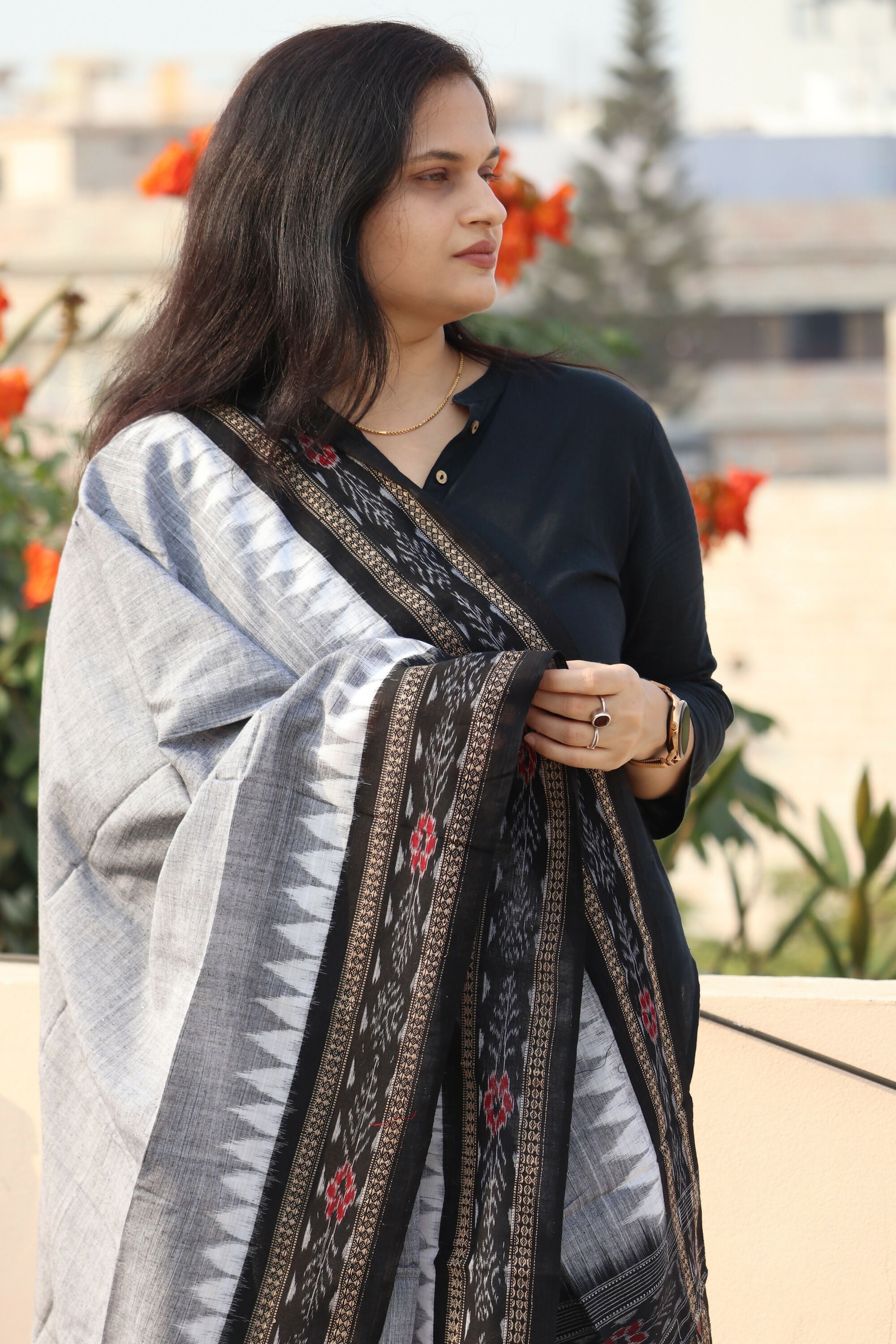Grey Sambalpuri Dupatta