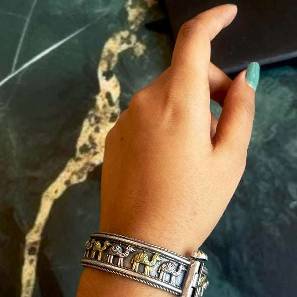 Joban Fashion Silver Brass Dual Tone Openable Kada