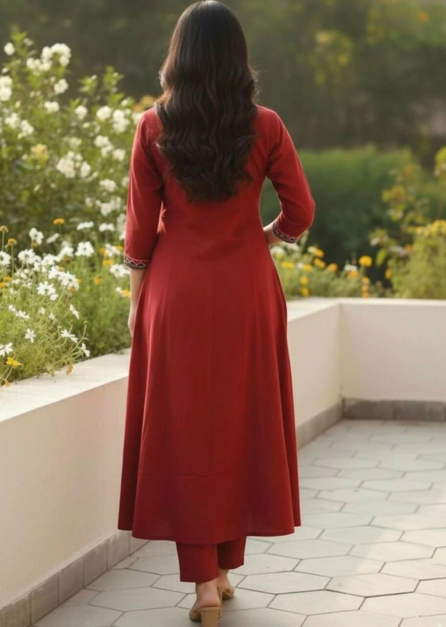 Miravan Womens Brown Straight Kurta Set - Dista