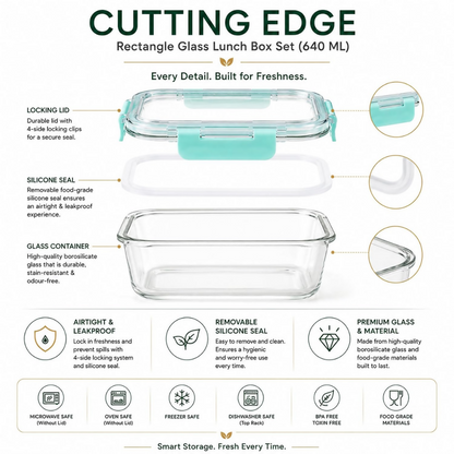 Cutting Edge Rectangular Glass Detachable Container - Green - Dista