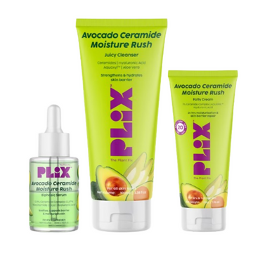 PLIX The Plant Fix Barrier Repair Combo Kit with Avocado Ceramide Moisture Rush Serum, Cleanser & Cream - Distacart