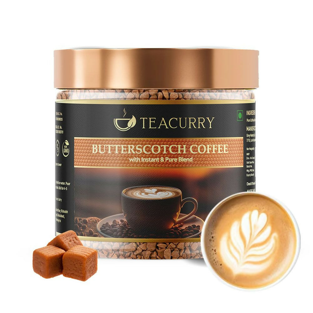 Teacurry Butterscotch Coffee - Arabica Freeze Dried Coffee for Instant Hot & Cold Coffee - Distacart