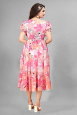 Thumbnail for Preksha Creation New Georgette Floral Print Women Pink Gown - Distacart