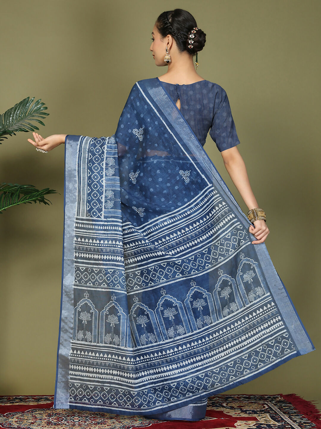 Astita Cotton Blue Saree