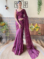 Thumbnail for Mitera Floral Embroidered Sequinned Saree - Distacart