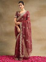 Thumbnail for kasee Floral Embroidered Pure Silk Saree - Distacart