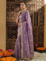 Thumbnail for kasee Embellished Zardozi Silk Blend Saree - Distacart