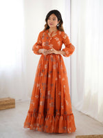 Thumbnail for Preksha Creation Georgette Floral Print Women Gown