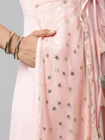 Thumbnail for Ahalyaa Women Pink Crepe & Net Foil Print Dress - Distacart